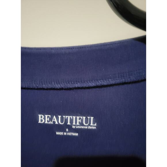 BEAUTIFUL Lawrence Zarian Navy Small Silky Ponte Top Faux Pearls A630470 NWOT - Picture 6 of 9